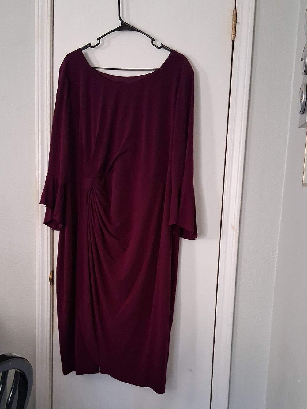 Connected Apparel Plus Size Dress in Plum Eggplant Purple 3/4 Bell Sleeve Sz 24W